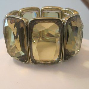 DILLARD'S LIGHT AMBER YELLOW LARGE RHINESTONE STRETCH BRACELET NEW